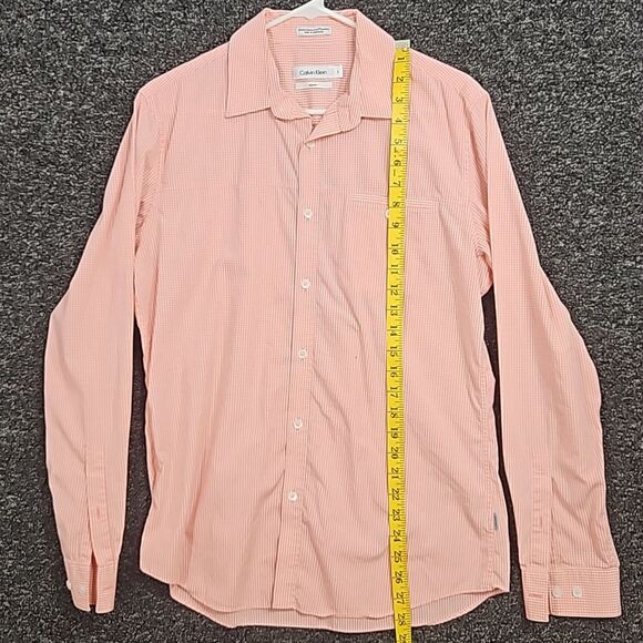 Men's Medium Calvin Klein Pink White Dress Shirt (Flawed) - Picture 3 of 6